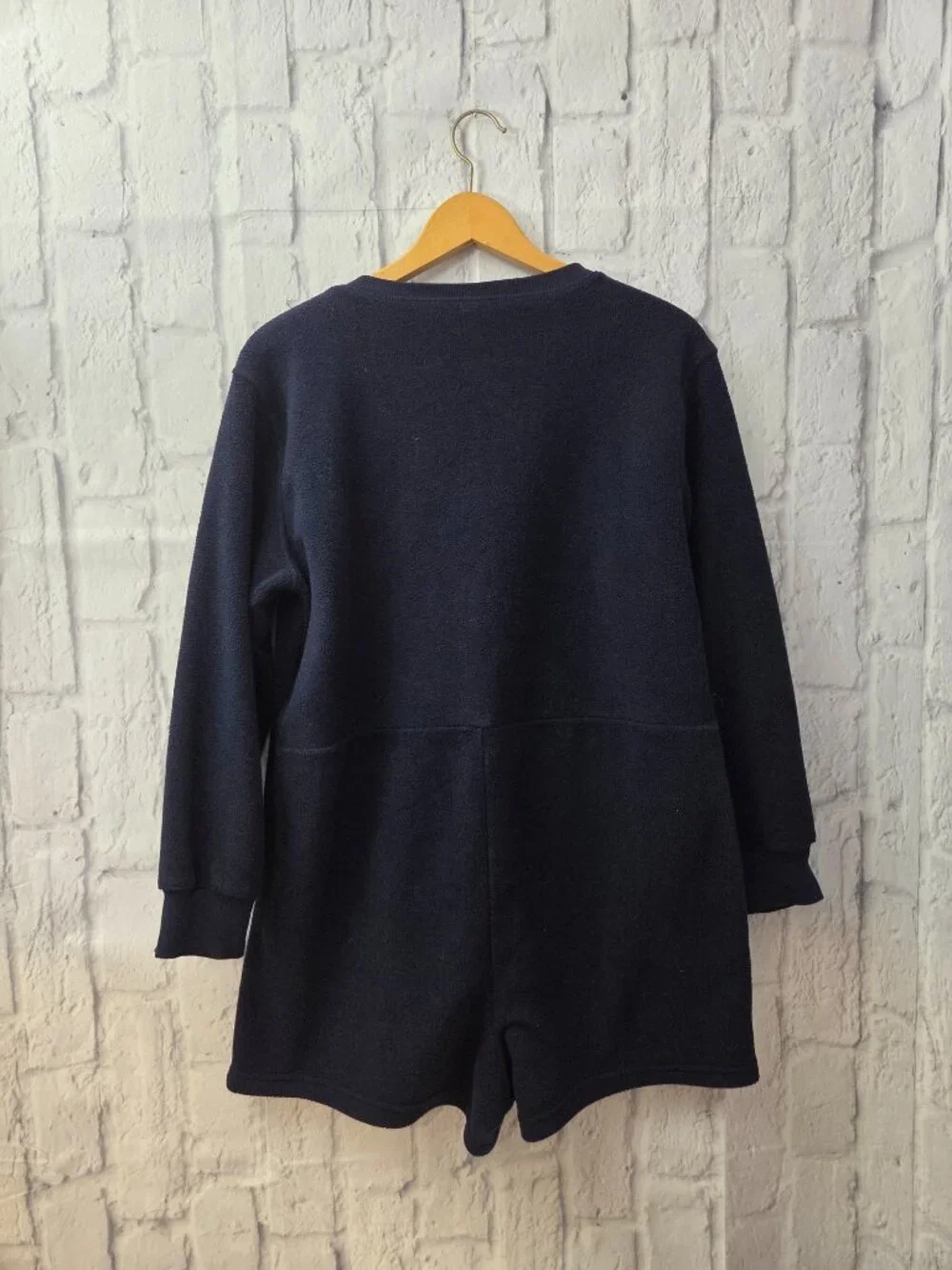 Old Navy Small Navy Blue Fleece Henley Button Front Shorts Pajama Romper